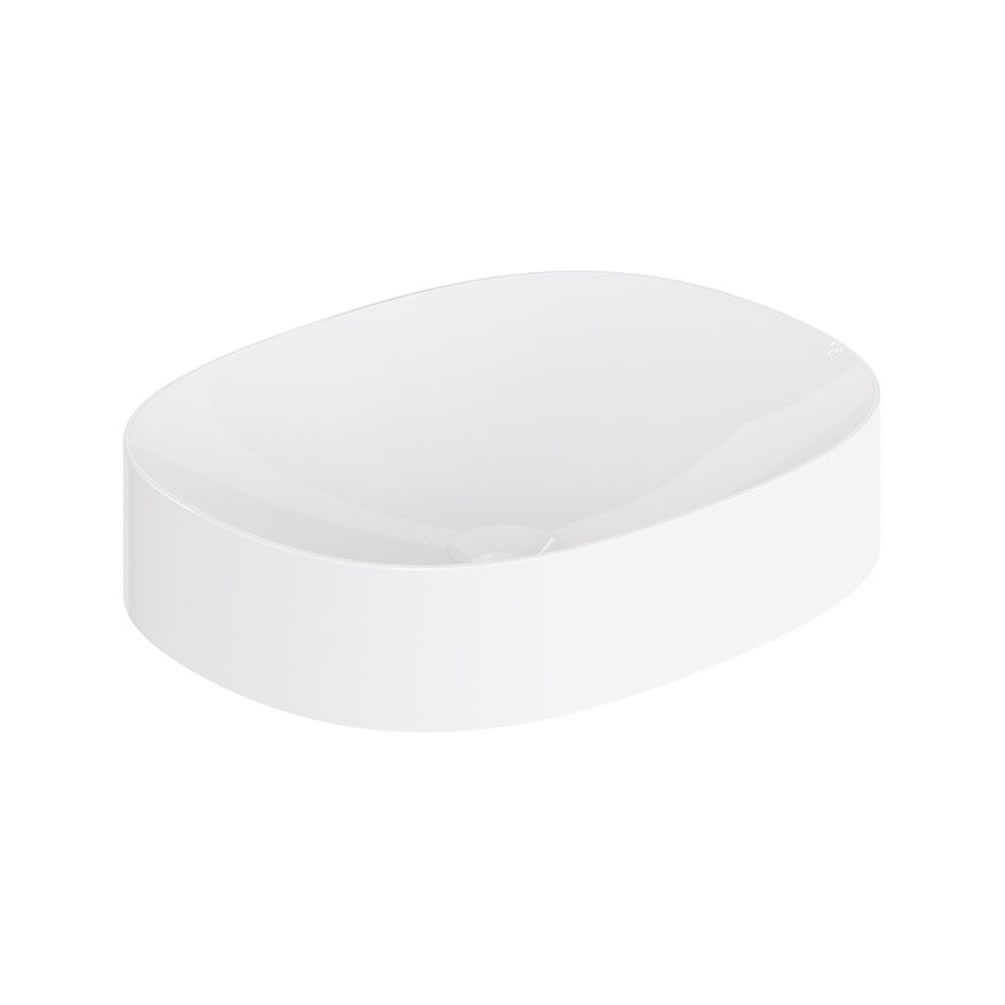 Vado Cameo Gloss White Mineral Cast Oval Countertop Basin